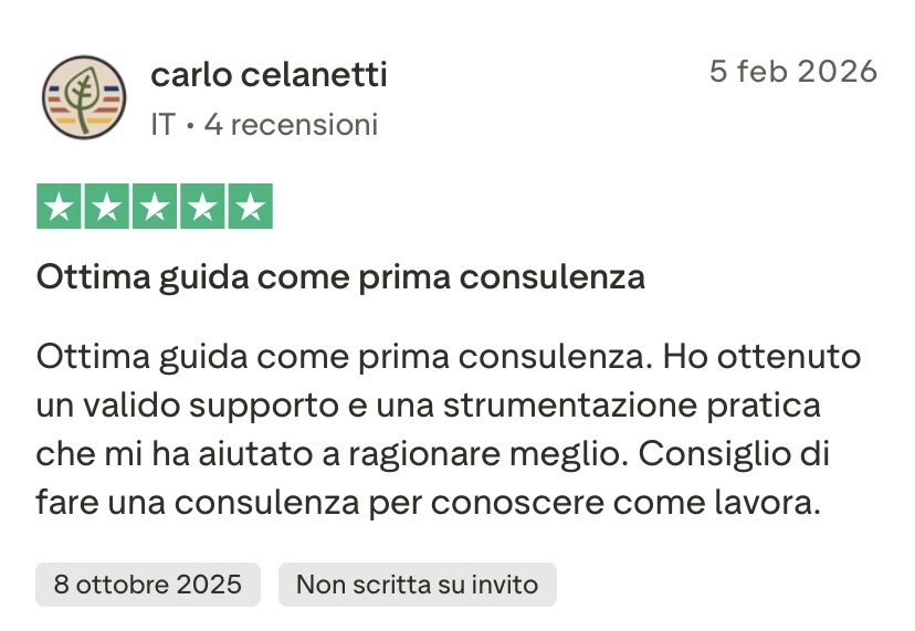 Recensione Trustpilot di Daniel, 5 stelle: contattato in un momento di stallo nello sviluppo del mio personal brand.
